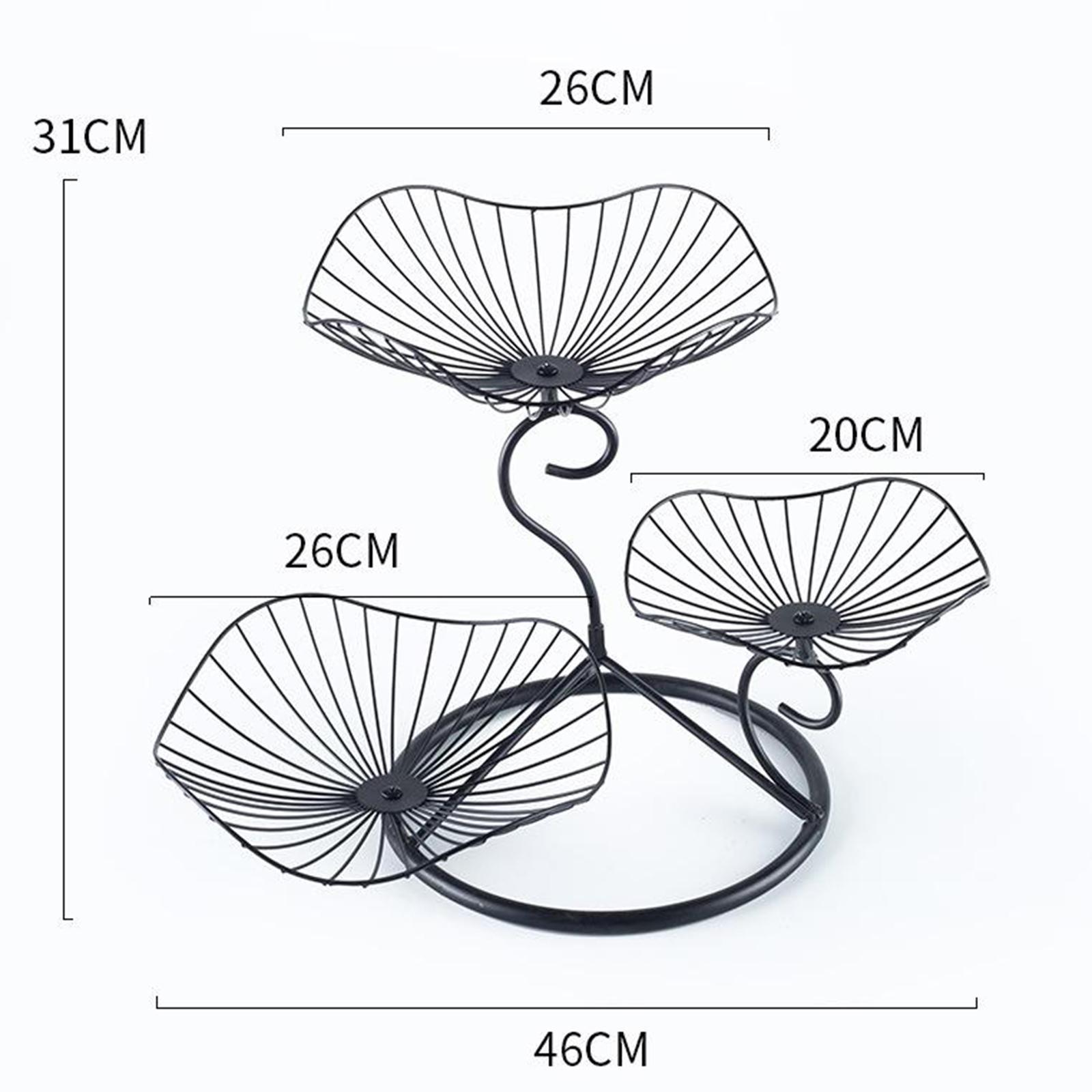 Lotus Leaf Fruit Bowl Display Basket Iron Wire Fruit Holder Dish 3 Tier