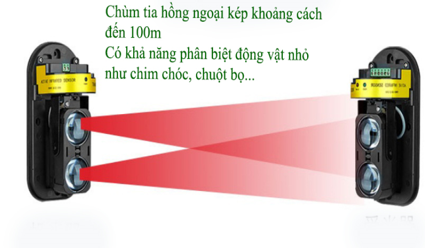 Beam chống trộm hồng ngoại bằng tia phát sóng 433 kèm 02 nguồn