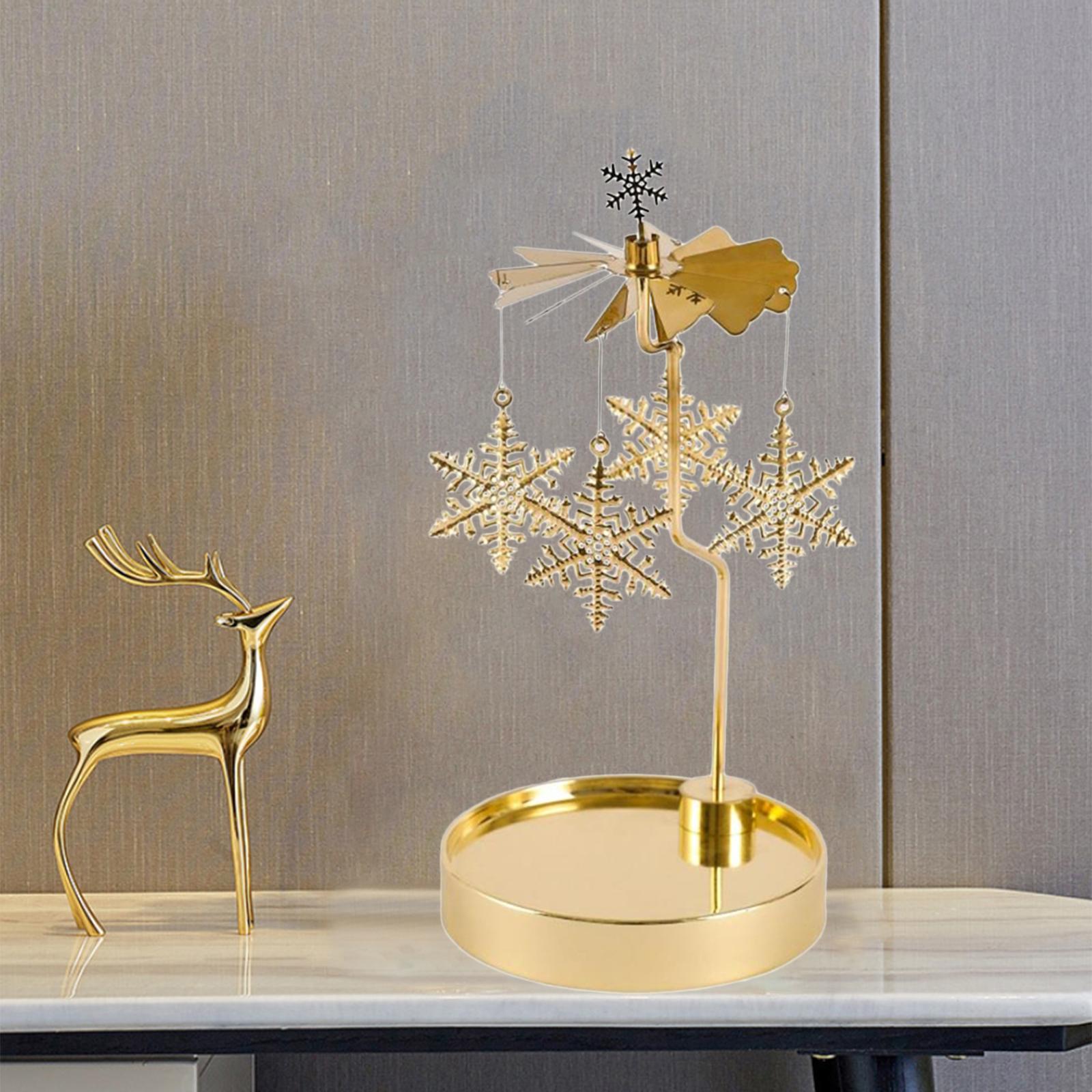 2 Pieces Rotating Candle Holder Tray Plate Candlestick Christmas Home Decor