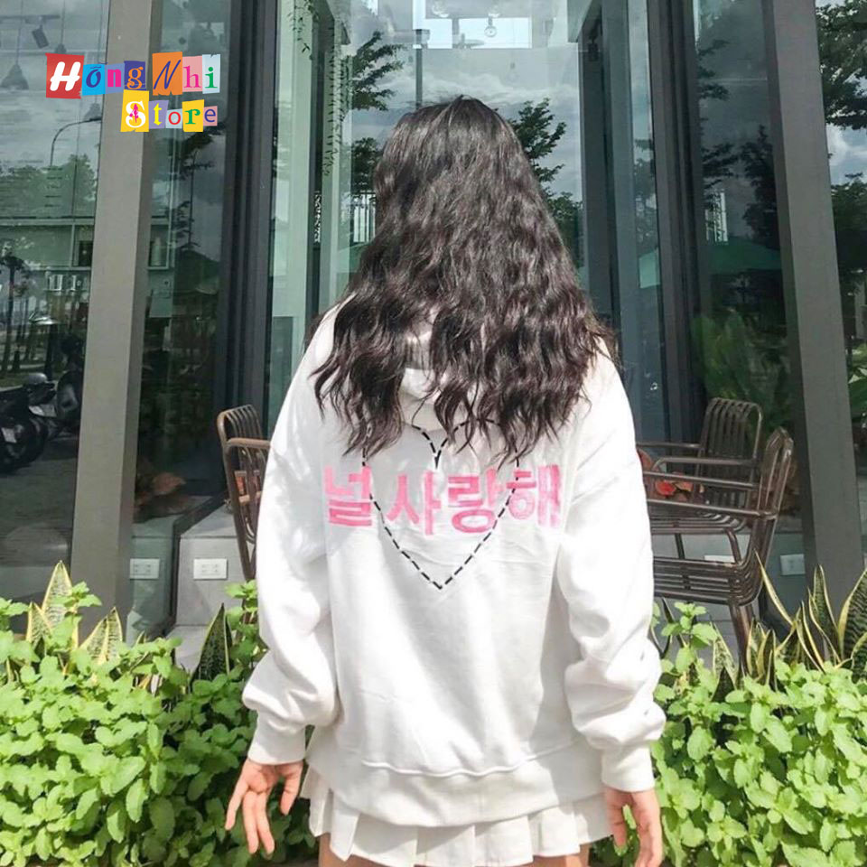 Áo Khoác Hoodie Zip In Hình Trái Tim Oversize Ulzzang Unisex Dáng Rộng - MM