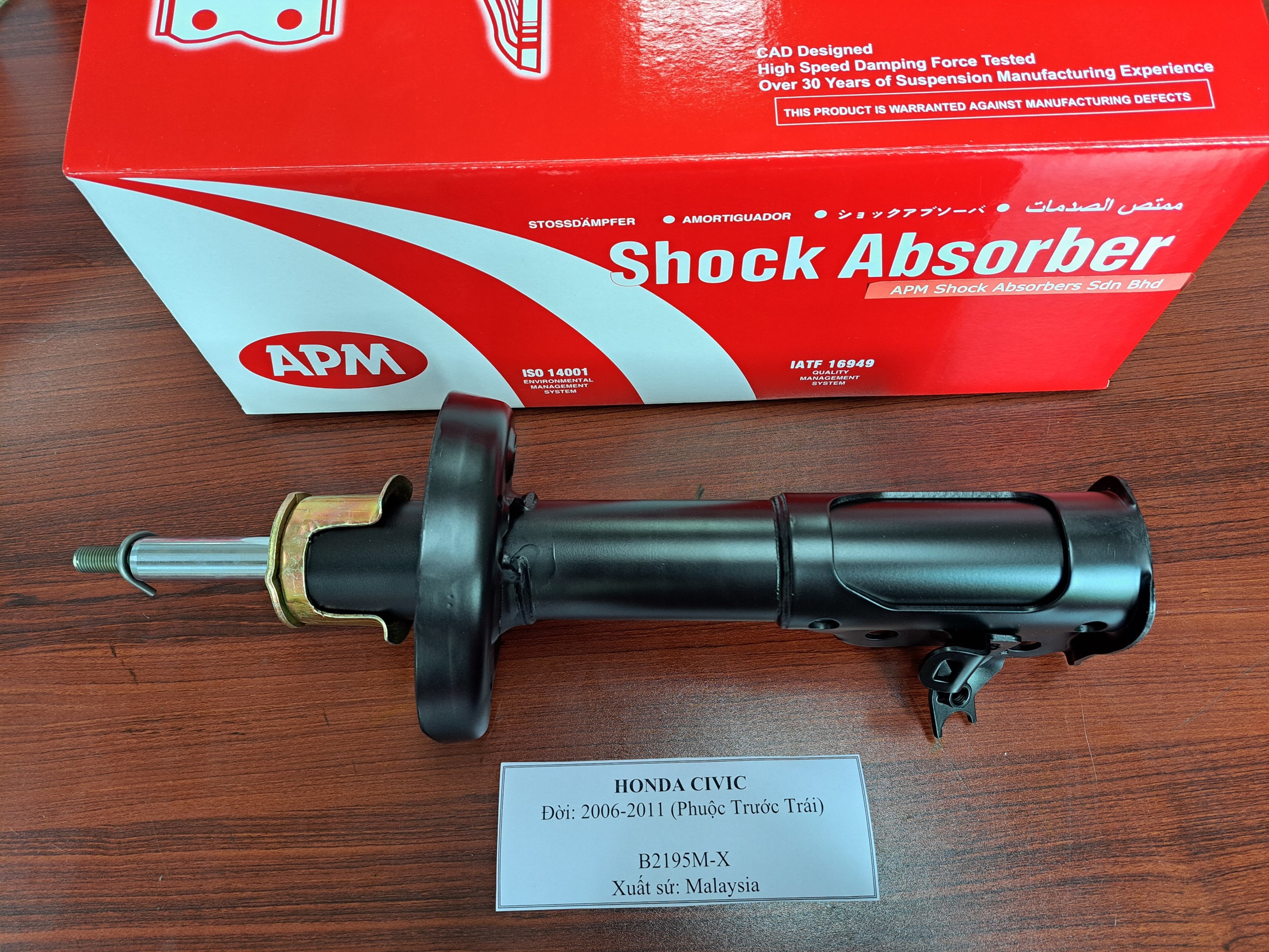 GIẢM XÓC (SHOCK ABSORBER) HONDA CIVIC CHÍNH HÃNG ĐỜI 2006-2011 TRỞ LẠI-PHUỘC TRÁI TRƯỚC mã hàng B2195M-X.