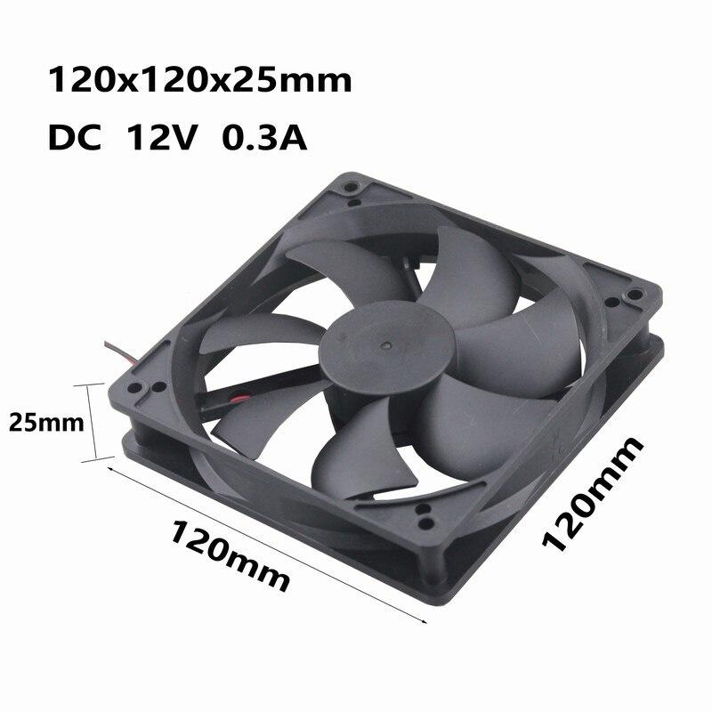 Gdstime1 Pcs 120*120*25mm Two Ball Bearing Cooling Cooler DC 12V 0.3A Axial Ventilation Fan 120mm x 25mm 12cm 2Pin 12025B