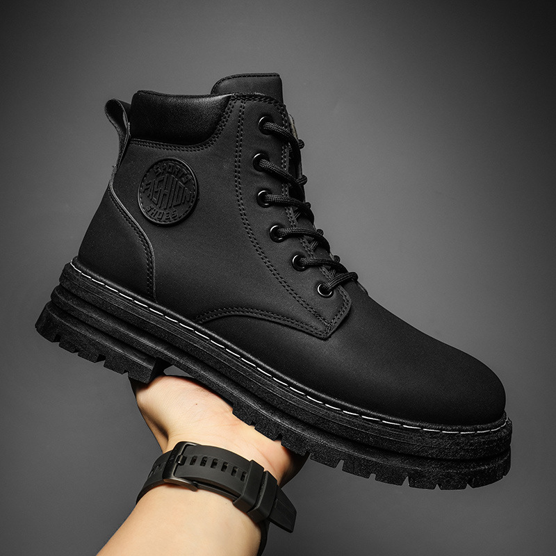 Giày Boots Nam Cổ Cao Giả Da Lộn BCC001 Đen