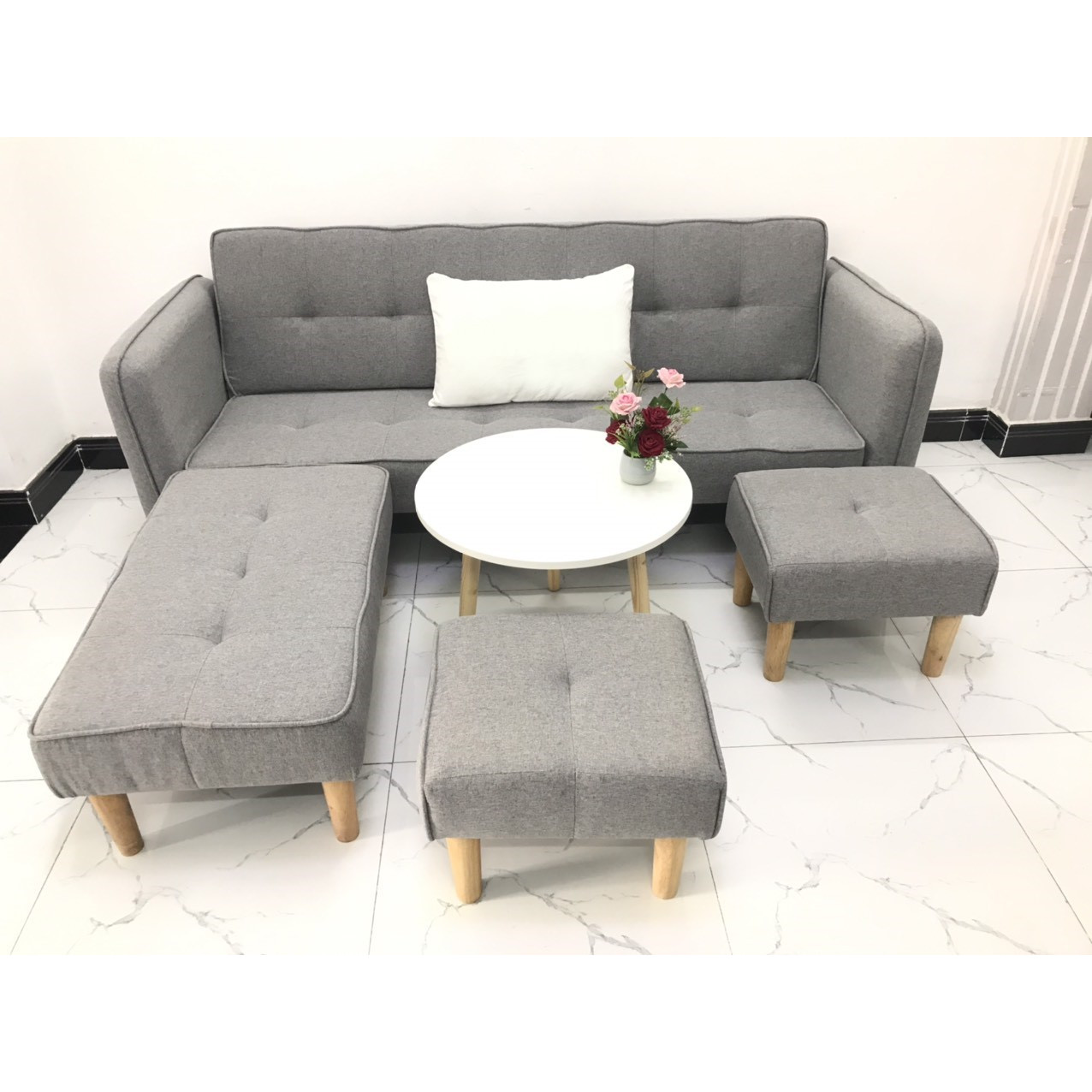 Cả bộ sofa bed L sofa giường tay vin phòng khách salon sivali08 sopha