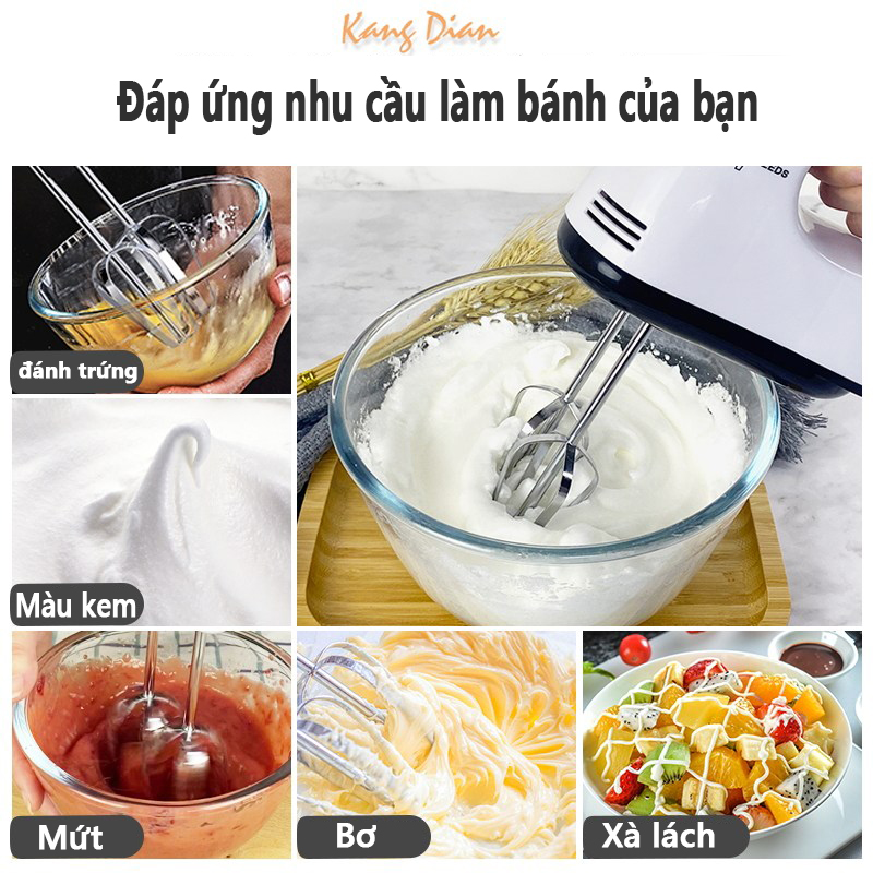 Máy đánh trứng để bàn đa năng loại nhỏ gia đình, trộn, nướng, nhào, đánh kem - công nghệ mới 7 cấp độ cực mạnh