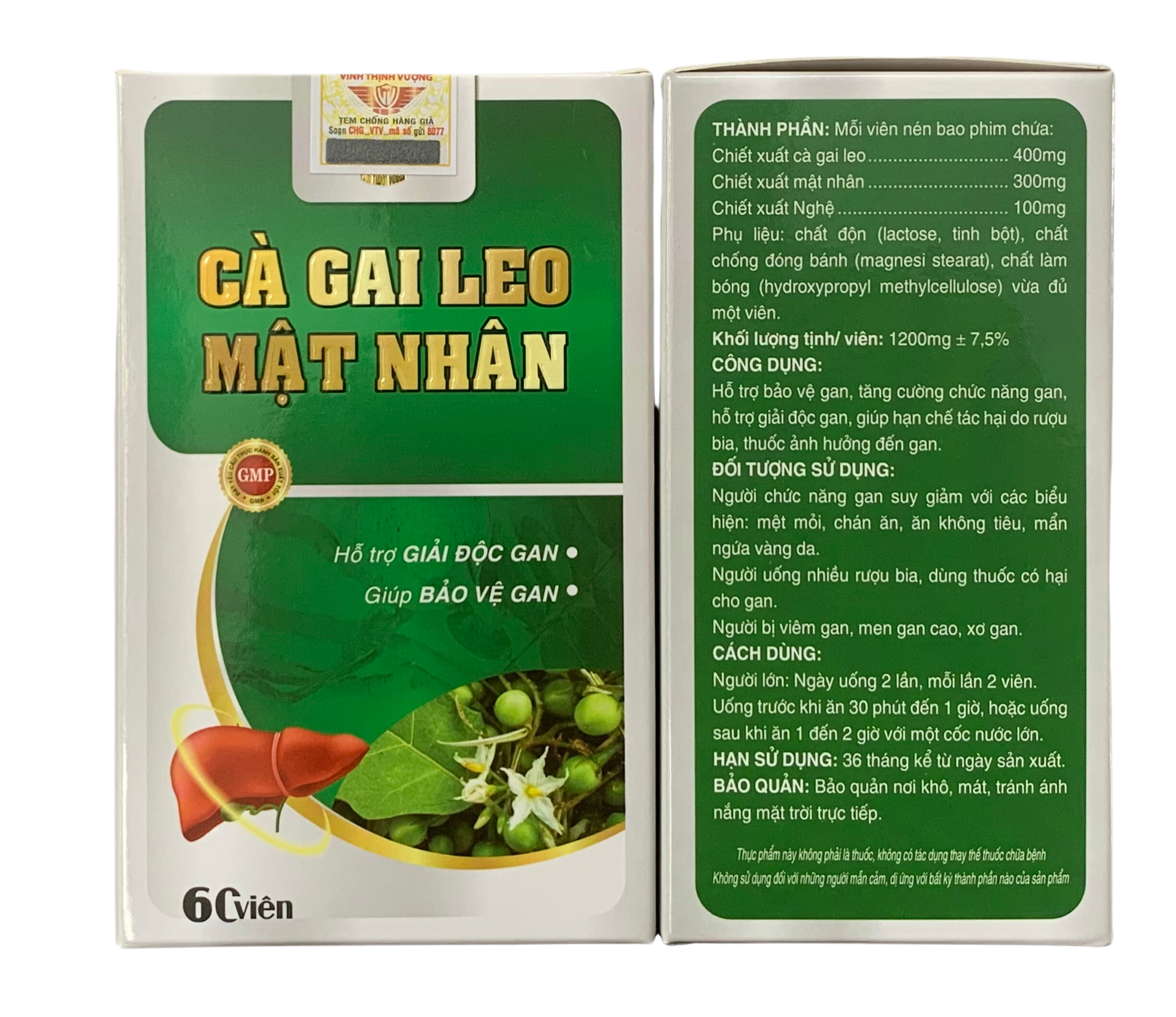 Viên uống giải độc gan Cà gai leo - Mật nhân Vinh Thịnh Vượng VV , hộp 60v