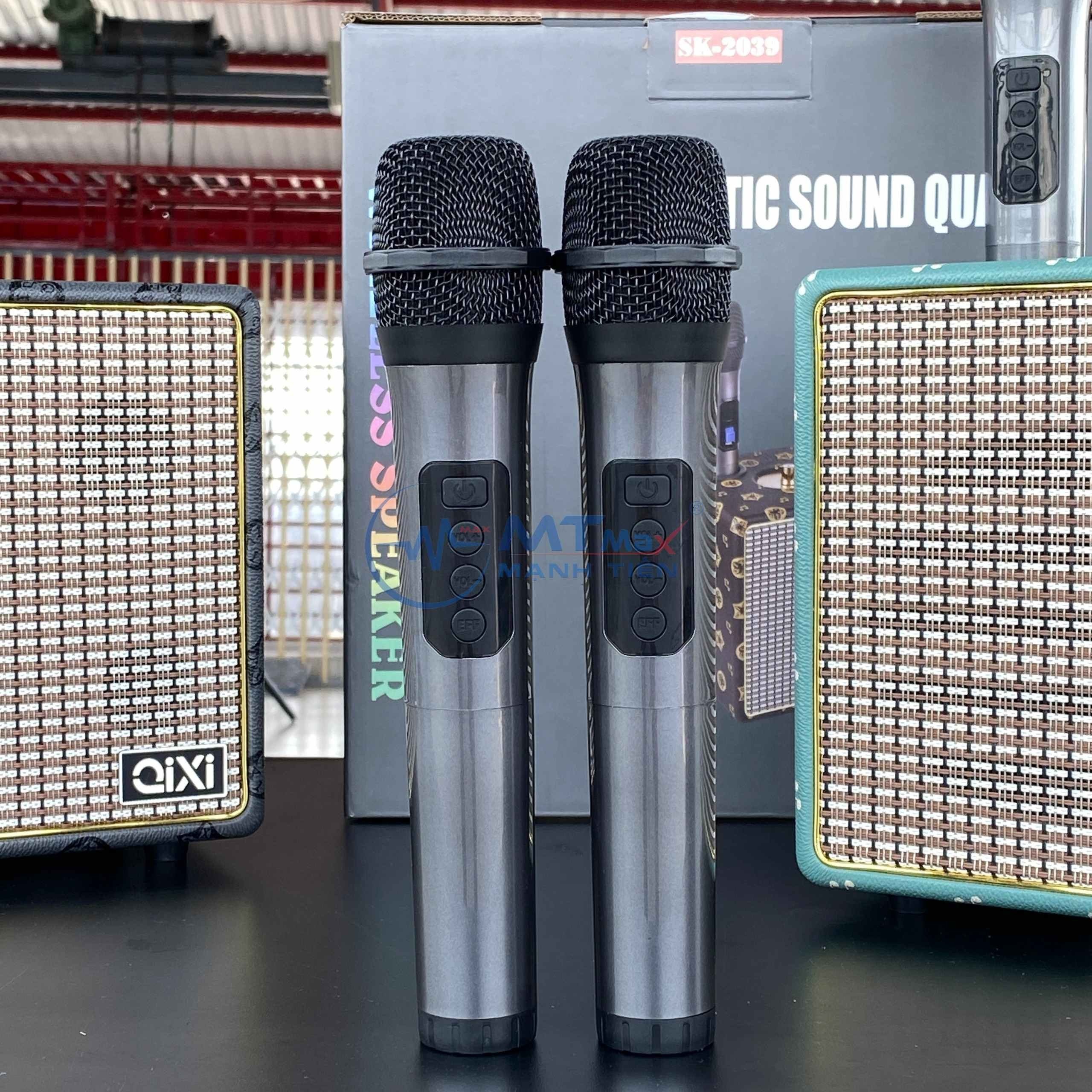 Loa Bluetooth Karaoke Qixi SK2039 – Kèm 2 Micro Không Dây, Bass Uy Lực Tiếng Treble Trong Trẻo, Dung Lượng Pin 3600mah Và Thời Gian Chơi Lên Đến 6-10 Giờ