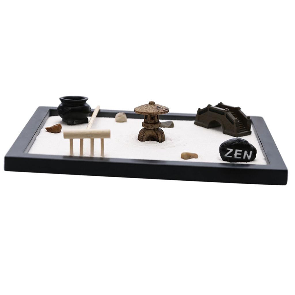 Wooden Beach Garden Mini Desktop Sandbox Tray Handcrafts for Relaxation