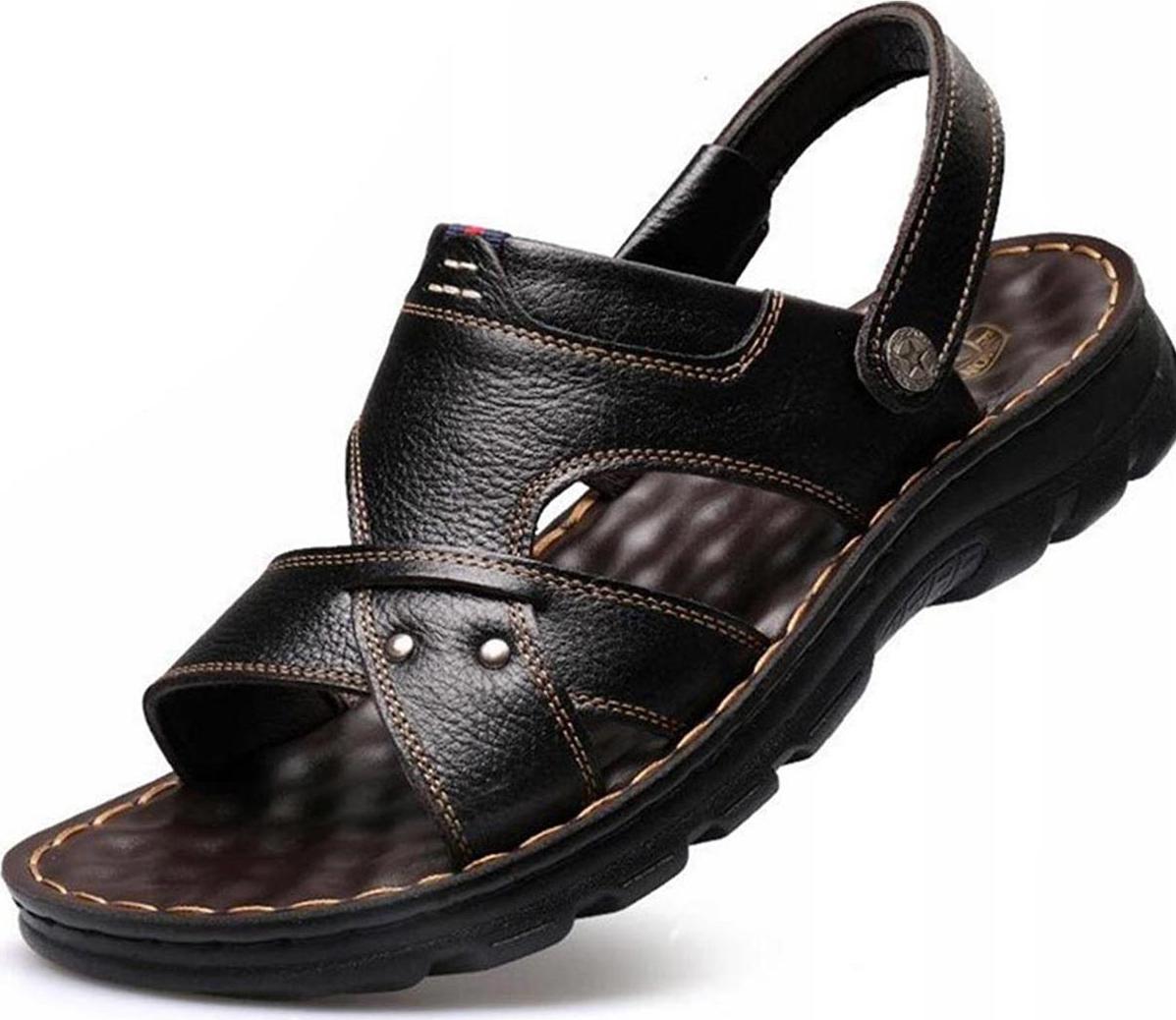 Dép da nam mùa hè cao cấp PETTINO – PN01 – Đen – 42