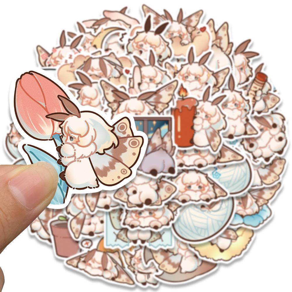 Sticker bướm đêm chibi hoạt hình cute trang trí mũ bảo hiểm, guitar, ukulele, điện thoại, sổ tay, laptop-mẫu S81