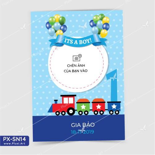Thiệp thôi nôi – sinh nhật theo yêu cầu Pluxi