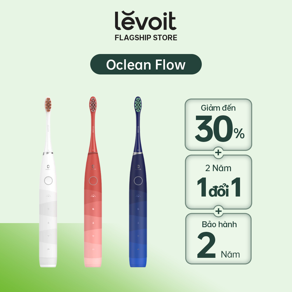 Bàn Chải Điện Oclean Flow | Pin 180 Ngày | 5 Chế Độ Chải | 38000 Lần Chải/Phút | Chống Nước IPX7 | Hàng Chính Hãng