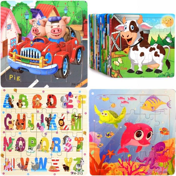 COMBO 10 TRANH XẾP HÌNH GỖ PUZZLE 20 MIẾNG CHO BÉ LOẠI ĐẸP