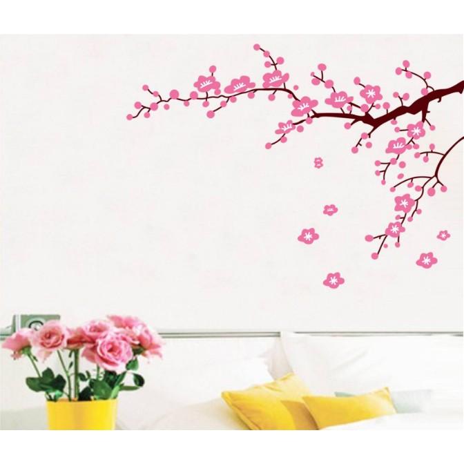 Decal trang trí tường nhánh cây Hoa Mai hồng đào