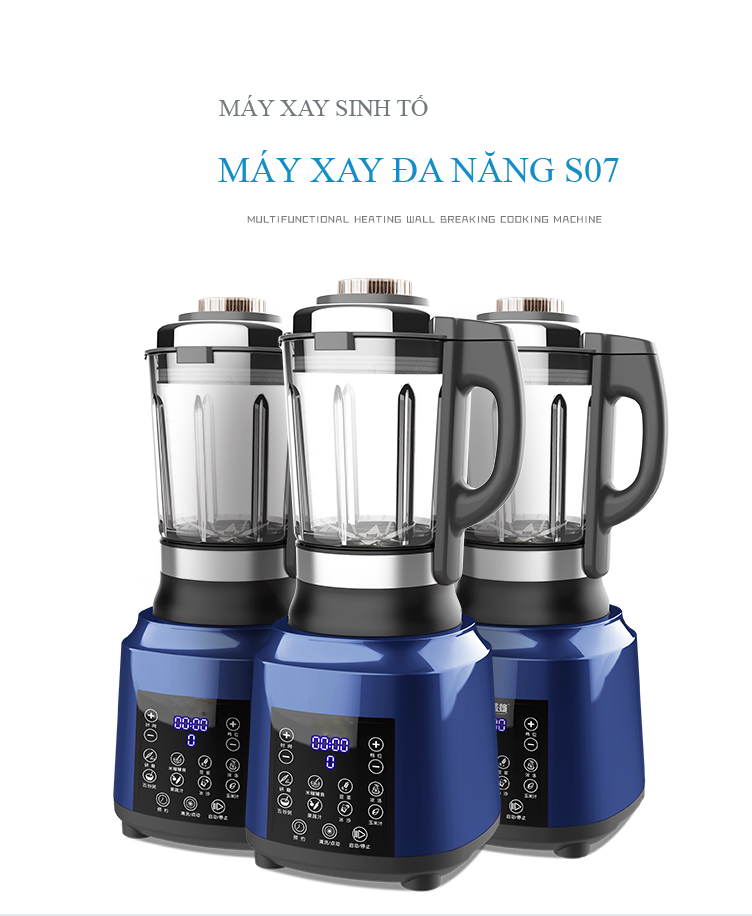 Máy Xay Nấu Đa Năng 8 Thực Đơn Tùy Chọn Sữa Đậu Nành, Ngũ Cốc, Thịt Hầm, Súp Đặc, Cháo, Nấu Nướng, Làm Sinh Tố Với 9 Cấp Độ Xay S07