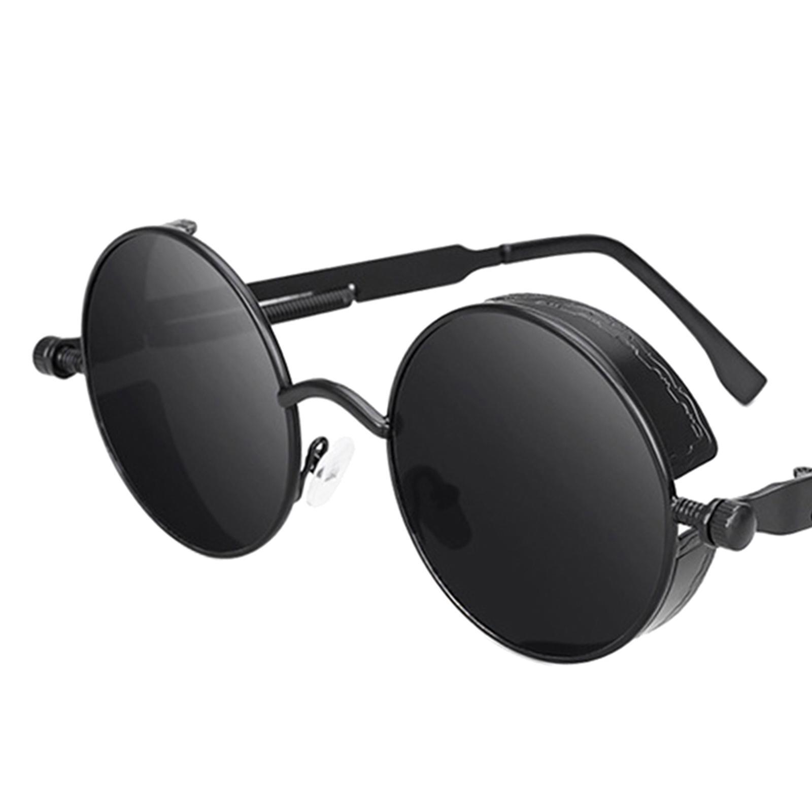 2Pair Steampunk Gothic Retro Round Sunglasses Circle Lens Goggles Black Gray
