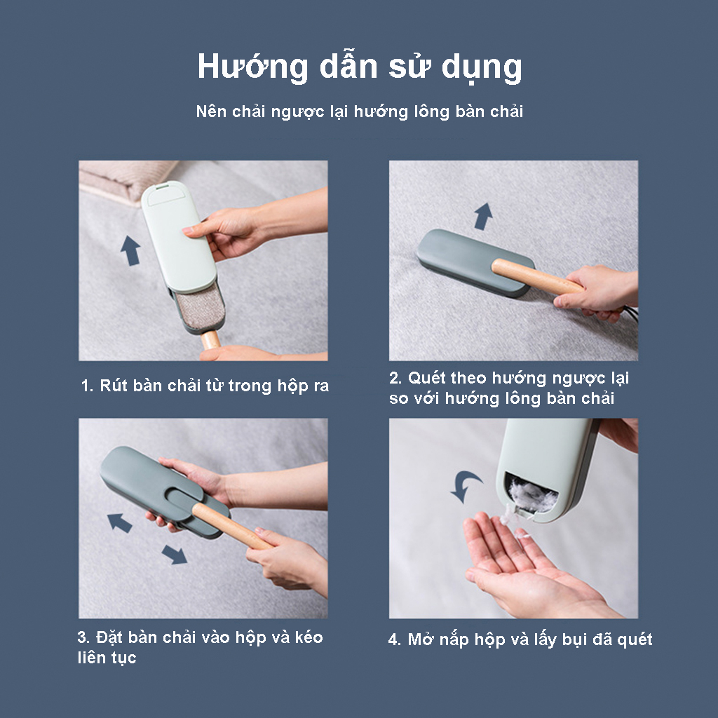 Cây lăn bụi – Bàn chải tĩnh điện hút lông, bụi trên quần áo, sofa và giường