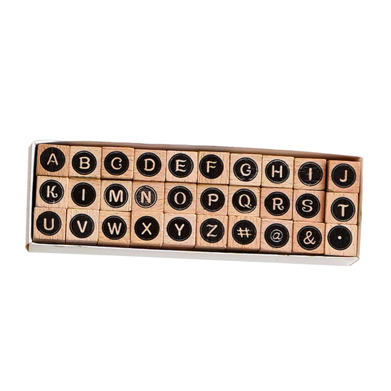 Set of 2 Wooden Letters Stamp Set Scrapbook Stationery DIY Arts