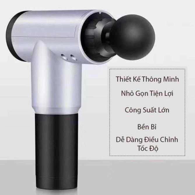 Súng Massage 4 Đầu 6 Chế Độ Fascial Giảm Cơ Căng Cơ Trị Nhức Mỏi Vai Gáy