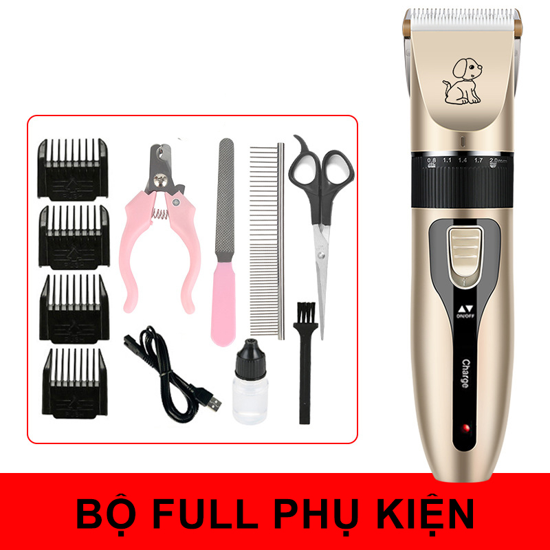 tông đơ chó mèo không dây cao cấp - tông đơ cắt lông chó hộp full phụ kiện-K1754