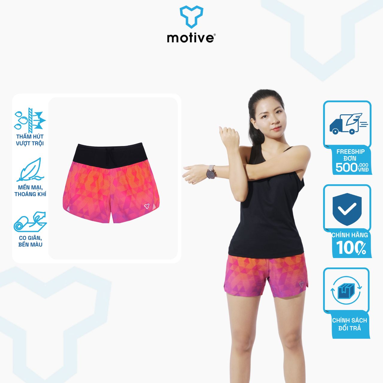 Quần Short Thể Thao Chạy Bộ Nữ Đa Năng MOTIVE WM SHORT BELT - Màu Hồng/Cam