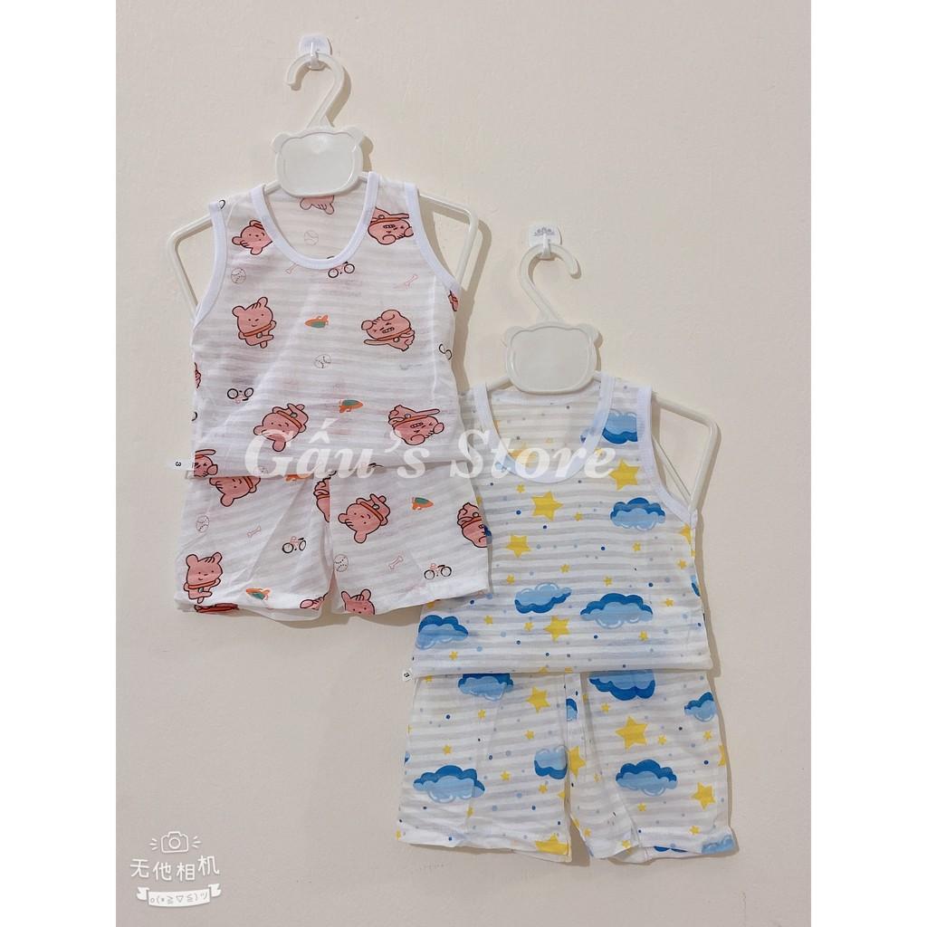 Bộ cotton giấy in họa tiết ngộ nghĩnh cho bé