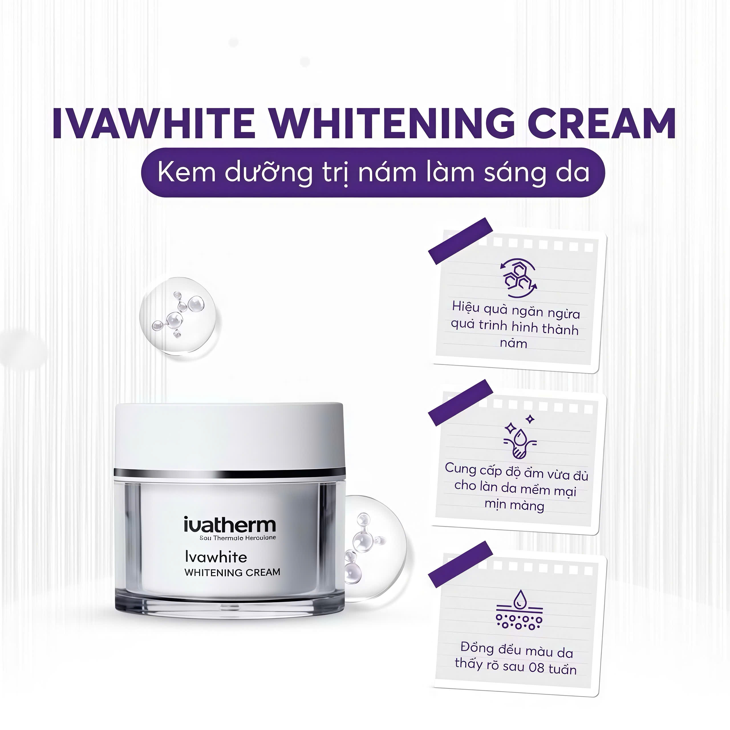 Kem dưỡng giảm nám sáng da Ivawhite Whitening Cream – Ivatherm 50ml