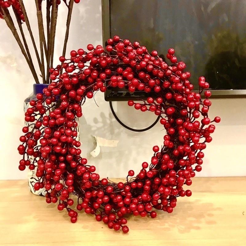 Nhánh đào đông 12 quả cao 20cm- phụ kiện trang trí- Làm oản, vòng nguyệt quế, chậu đào đông