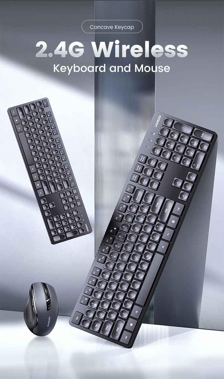 Ugreen UG90250KU004TK 2.4 GHz full size 104 có phím FN bàn phím không dây 10 triệu lần bấm wireless Keyboard cho win macos android màu đen - HÀNG CHÍNH HÃNG
