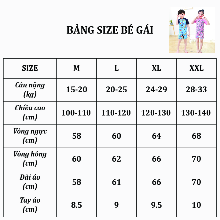 Đồ bơi bé gái đồ bơi bé trai liền thân ngắn tay size từ 15kg đến 33kg