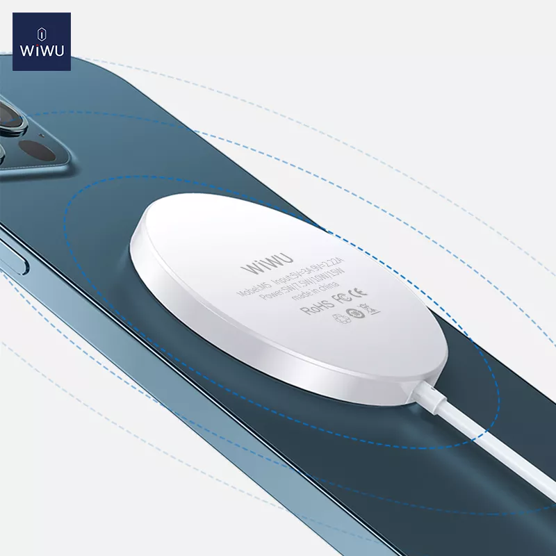 Đế sạc không dây Maqsafe sạc nhanh 15W chuẩn Qi hiệu WIWU Magetic Wireless Charger M5 (trang bị chip sạc thông minh, thiết kế siêu mỏng nhẹ) - hàng nhập khẩu