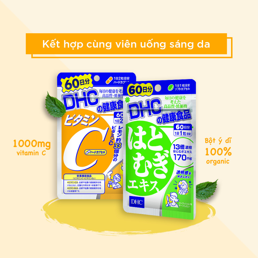 Combo SÁNG DA - MỜ THÂM DHC Nhật Bản gồm viên uống vitamin C và viên uống trắng da 30 ngày JN-DHC-CB1