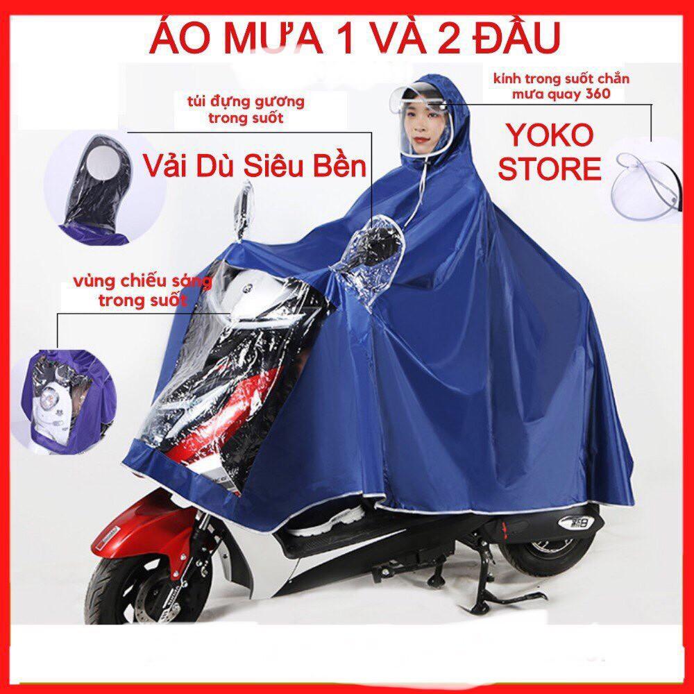 Áo Mưa phản quang Vải Dù , Áo Mưa 1 đầu, 2 Đầu, chống rách có kính che mặt cao cấp