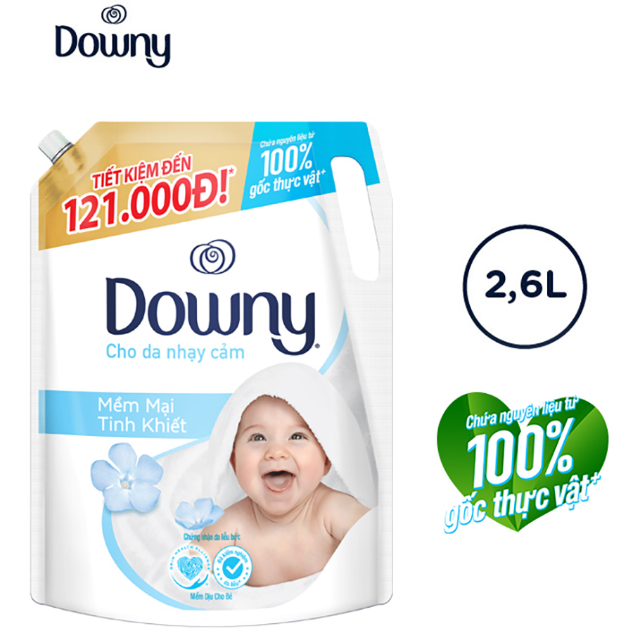 Combo 2 Nước Xả Vải Downy Mềm Mại Tinh Khiết 2.6L