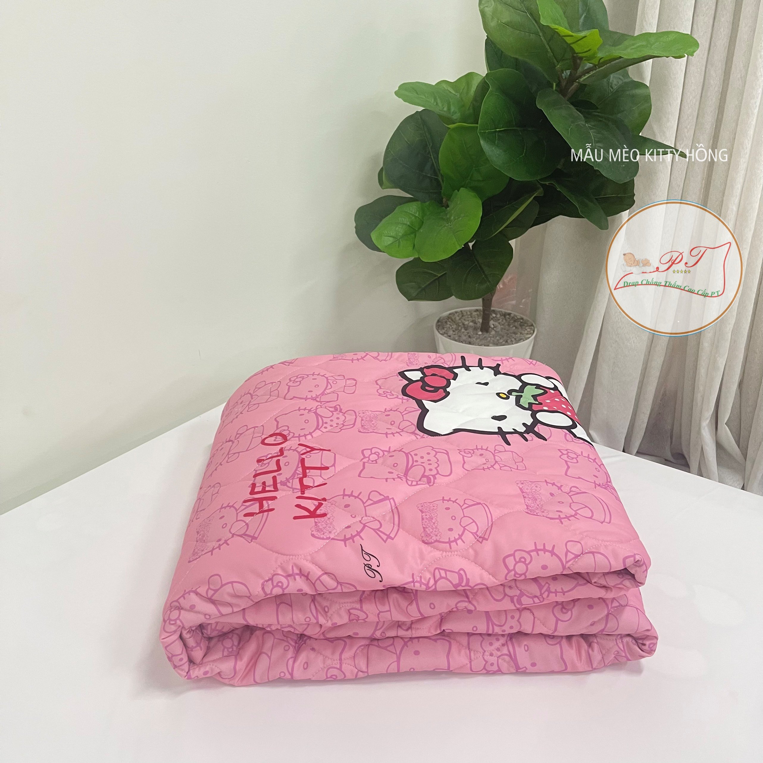 Ga Chống Thấm Cao Cấp PT Mẫu Họa Tiết Mèo Kitty Hồng