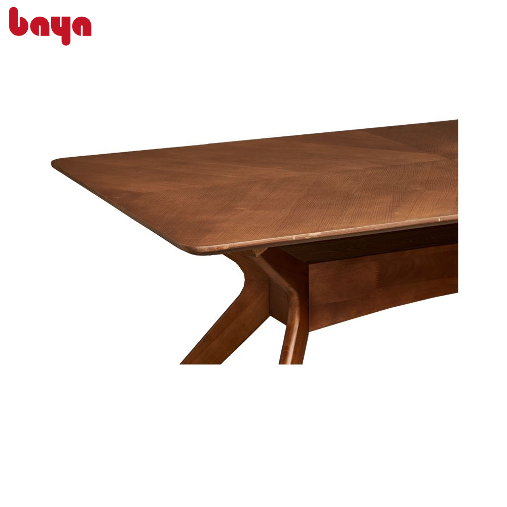 Bàn Ăn BAYA PRINCETON  Làm Từ Gỗ MDF, Gỗ Cao Su Phủ Veneer Sồi Màu Sẫm Đẹp Mắt , Chân Bàn Thiết Kế Lạ Mắt, Độc Đáo 2000101