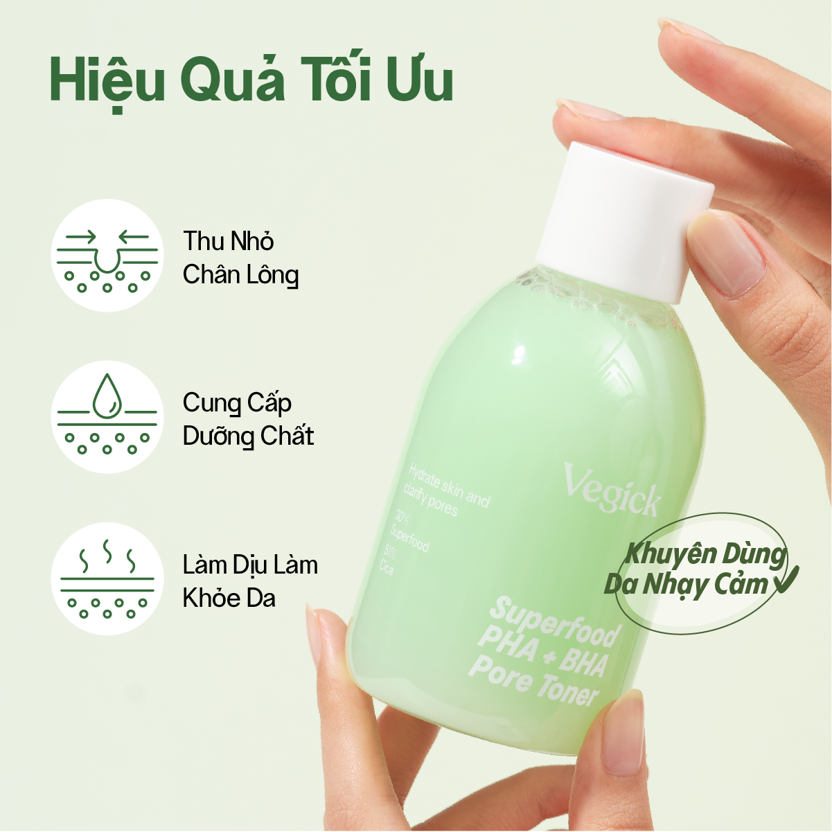 Nước Cân Bằng Thuần Chay Cải Thiện Lỗ Chân Lông Vegick Superfood PHA + BHA Pore Toner 210ml