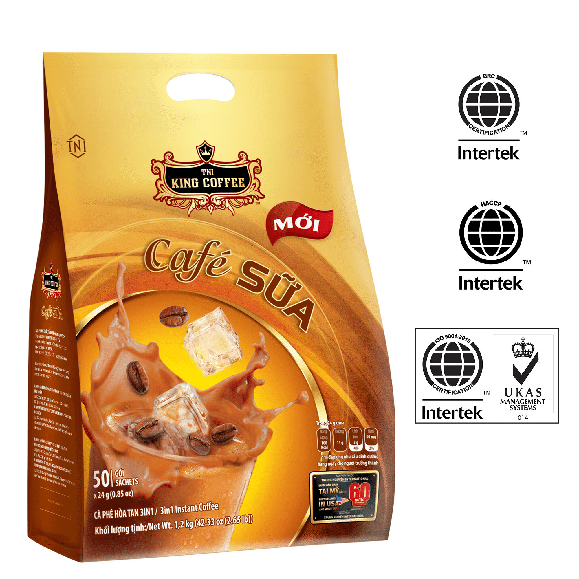 Combo 3 Cà Phê Sữa Hòa Tan 3IN1 KING COFFEE - Túi 50 gói x 24g