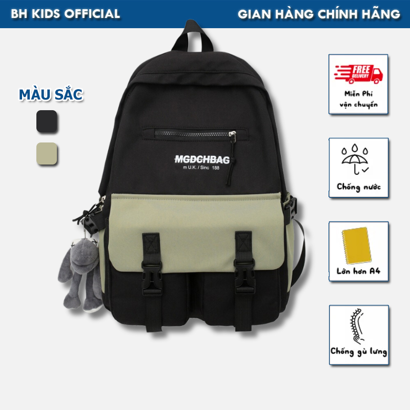 Balo nam nữ BH Kids MGDCH đi học, đi chơi, phong cách U.K basic, chống nước, chống sốc, có ngăn đựng laptop - CH112