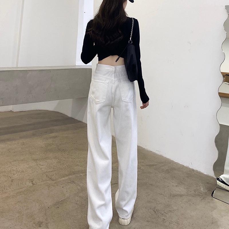 Quần jean kaki nữ ống suông quần dài 100cm lưng cao nhiều màu phong cách Ulzzang School - QJ02