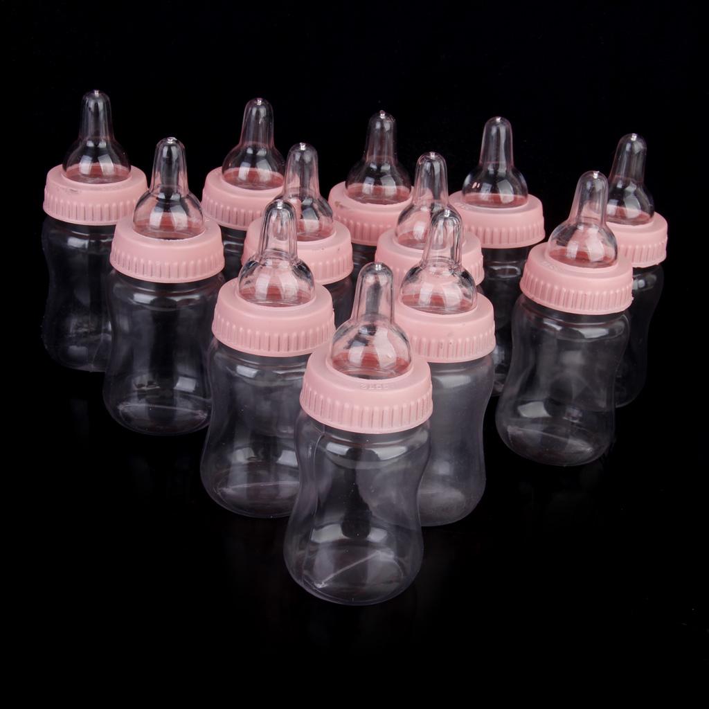 12 Mini Fillable Bottles Candy Box Gift Baby Girl Shower Favor Party Decor