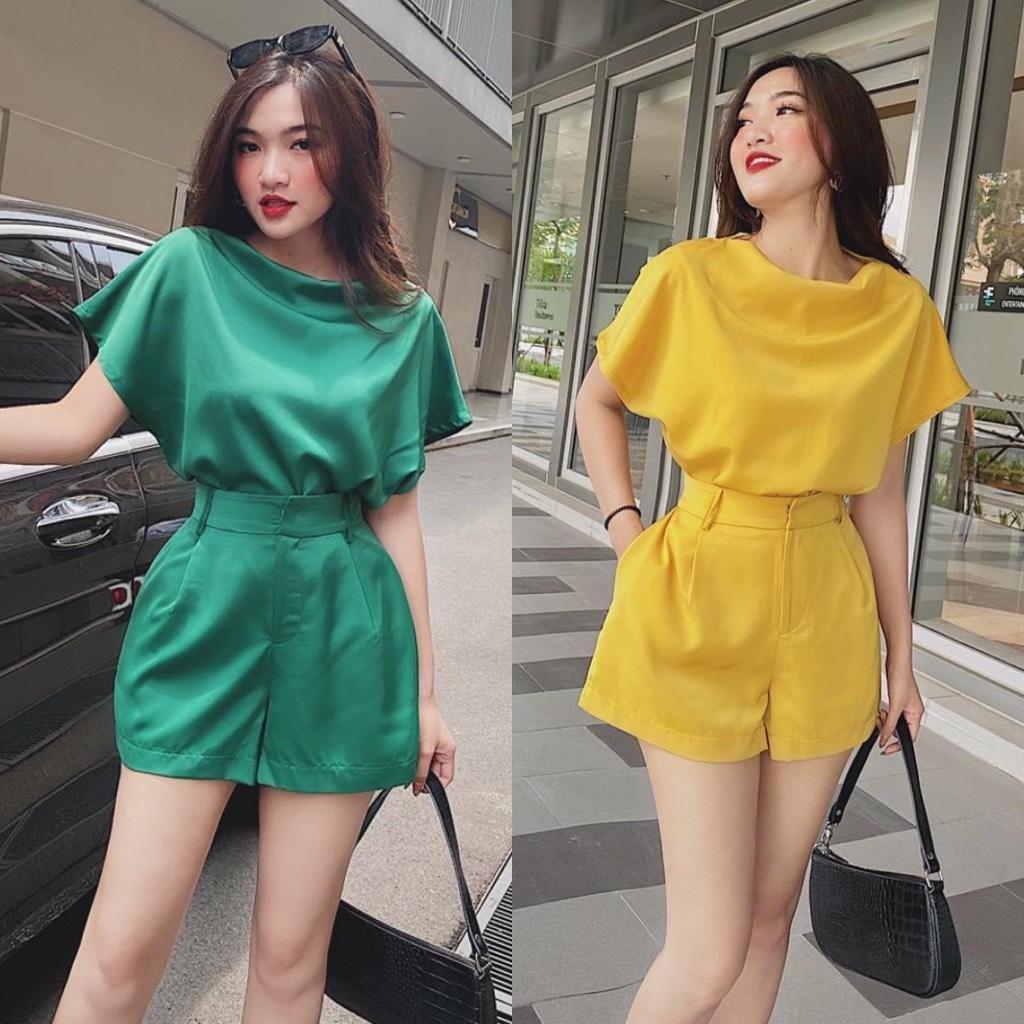 SET ÁO CỖ ĐỖ PHỐI QUẦN SHORT 75302408 [MỎ CHU SHOP