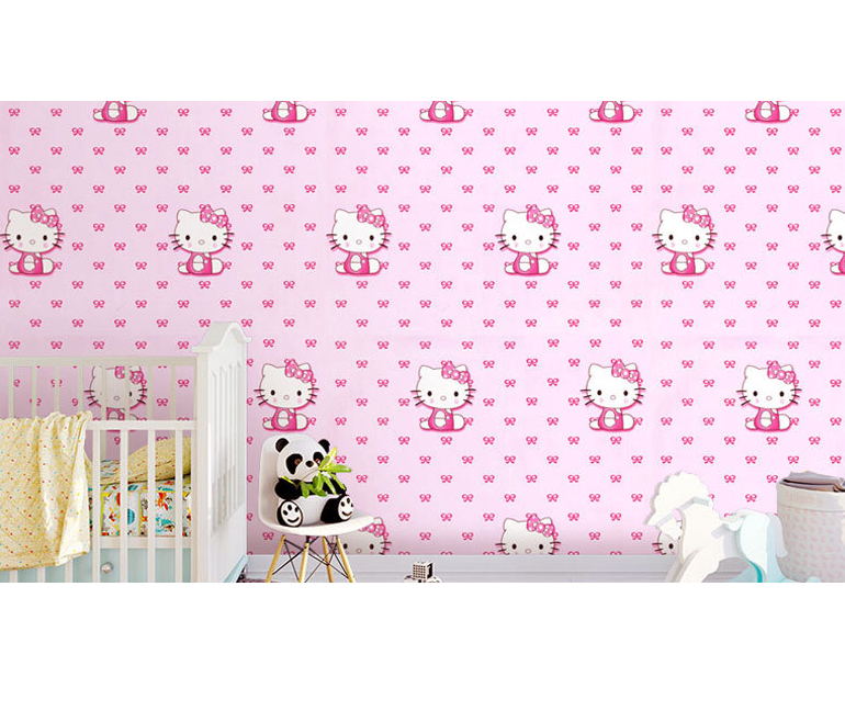 Combo 10 mét giấy dán tường, decal dán tường trang trí nhà cửa KITTY ÁO HỒNG khổ 45cm