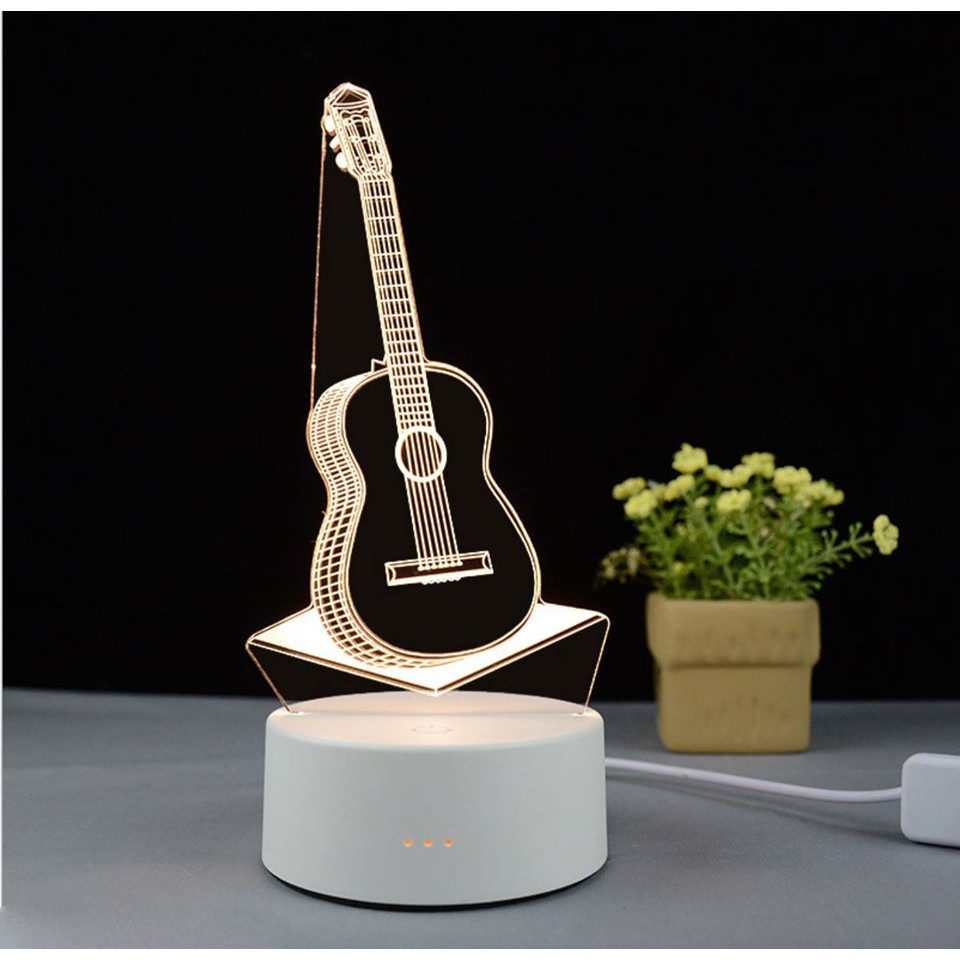 Đèn ngủ 3D hình ĐÀN GUITAR quà tặng độc đáo