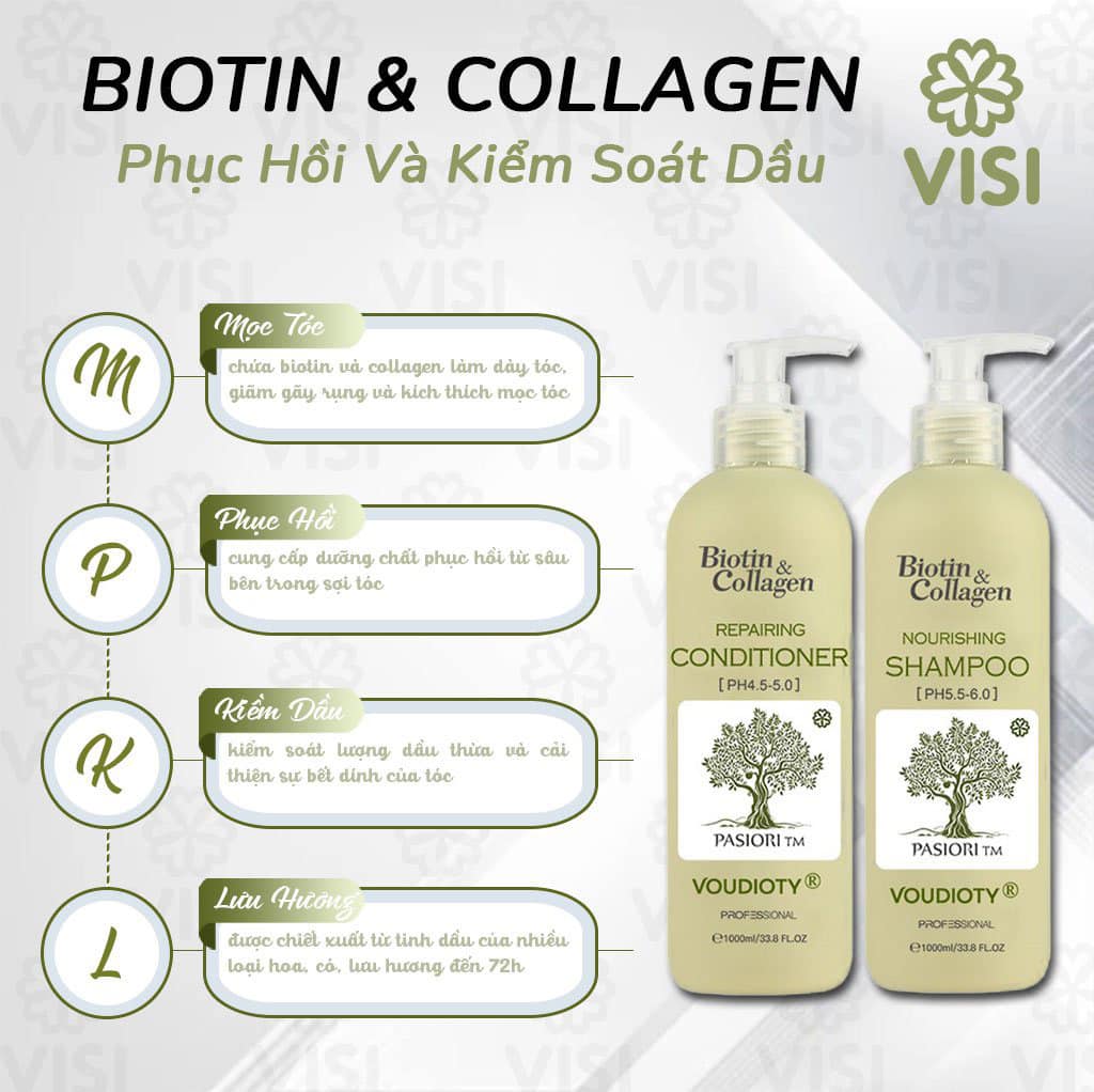 DẦU XẢ VOUDIOTY REPAIRING BIOTIN &amp; COLLAGEN XANH LÁ NEW 2022 MỀM MƯỢT CHO TÓC DẦU NHỜN 1000ML (CHAI LẺ)