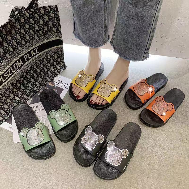 Dép nữ phiên bản Hàn Quốc mới nhất Hình Gấu Cute Lấp Lánh đi chơi, đi phố, đi biển, đi trong nhà LB033