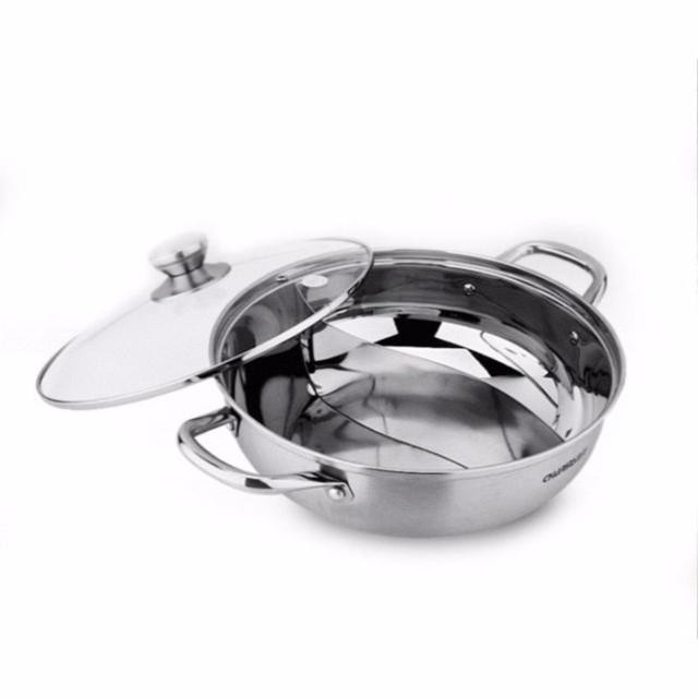 Nồi Lẩu Inox Cao Cấp - Dày Dặn - Thiết Kế Nhỏ Gọn 2 Ngăn 32cm Tiện Dụng Cho Mỗi Gia Đình