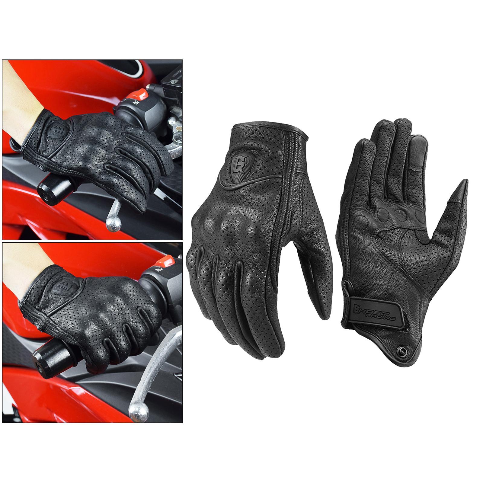 Leather Motorbike Gloves Summer Full Finger Touchscreen for Men Women