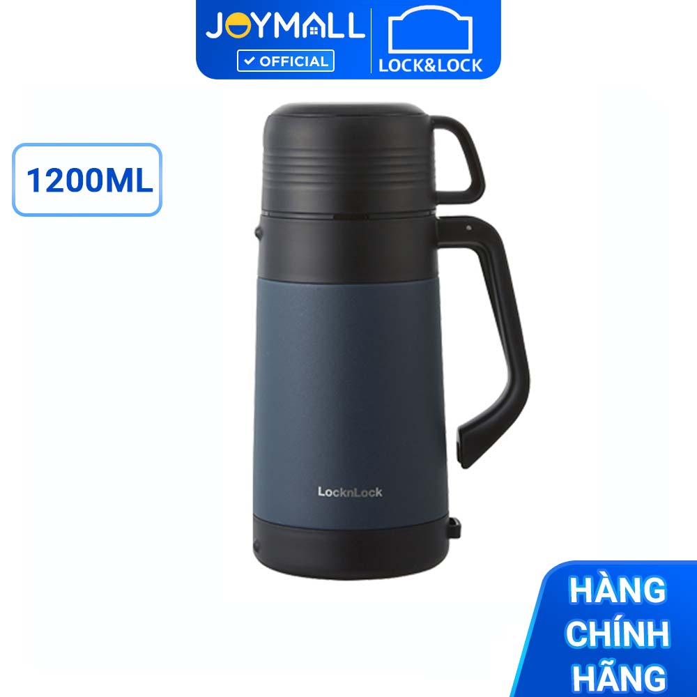 Bình giữ nhiệt Lock&amp;Lock Easy Outdoor Vacuum Bottle LHC1484 1,2L và LHC1485 1,8L - Hàng chính hãng có quai xách, nắp dùng làm cốc nước - JoyMall