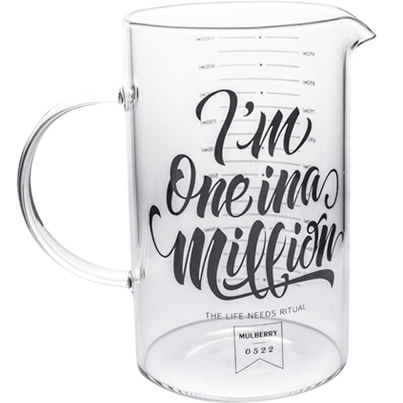 Ly Thủy Tinh Uống Sữa Có Vạch Đo Lường In Chữ Sáng Tạo